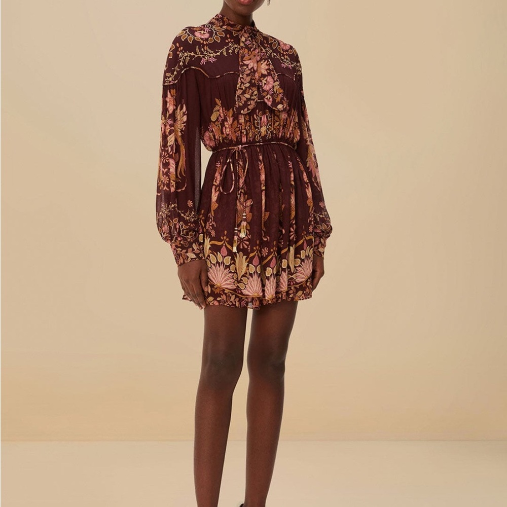 FARM Rio Burgundy Bella mini dress